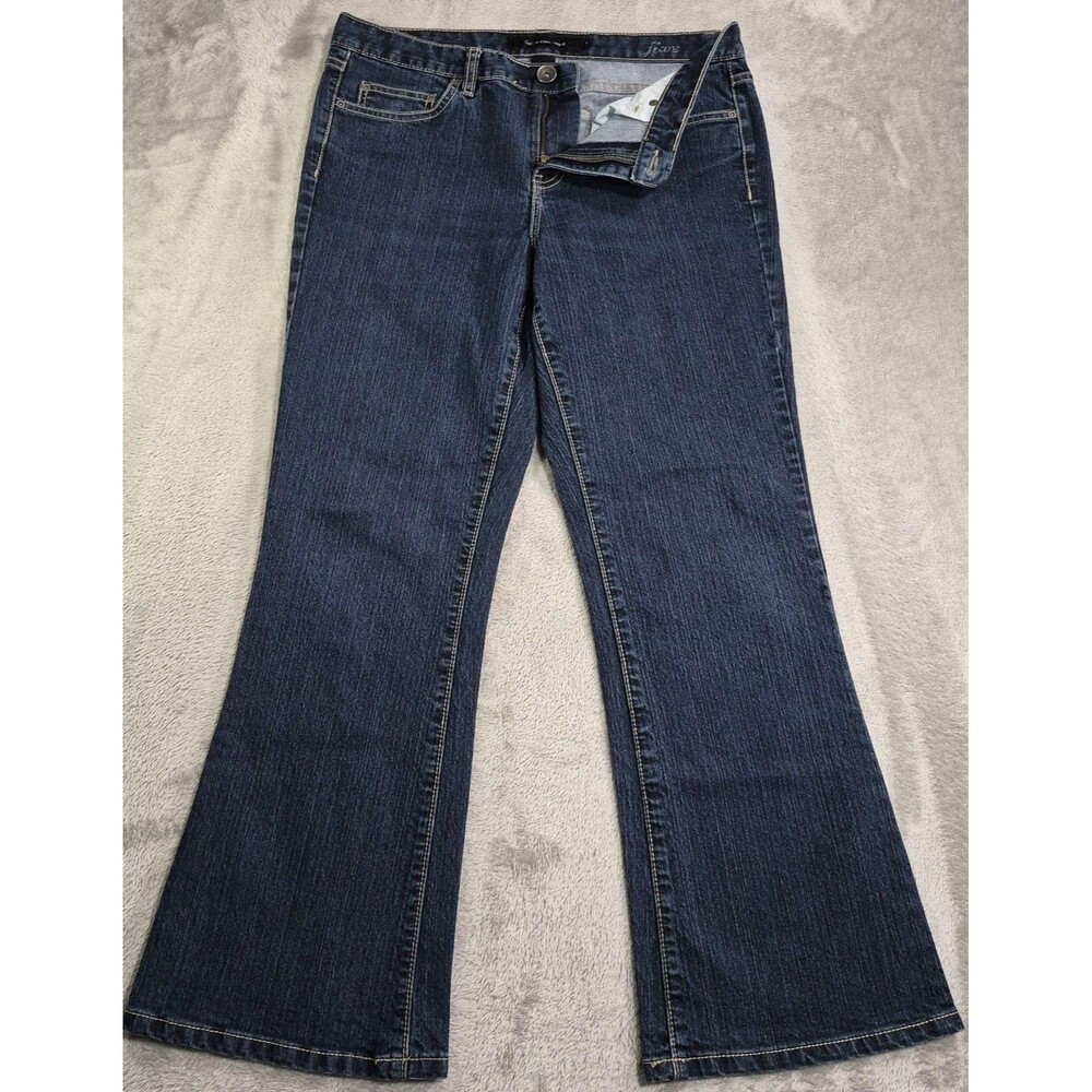 Calvin Klein Jeans Flare Jeans Womens 10 Blue Dark Wash Mid Rise Stretch Denim